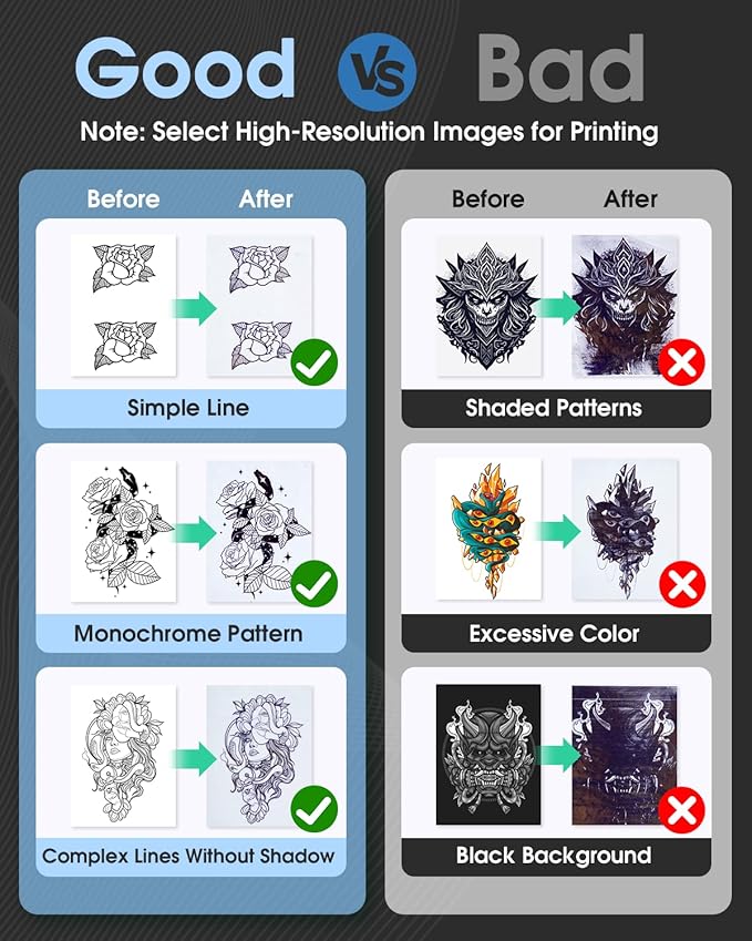 Phomemo M08F Upgraded Tattoo Stencil Printer, Thermal Stencil Printer with 10pcs Transfer Paper, Tattoo Supplies for Artists & Beginners, Compatible with Phone, Tablet & PC, Black & Blue