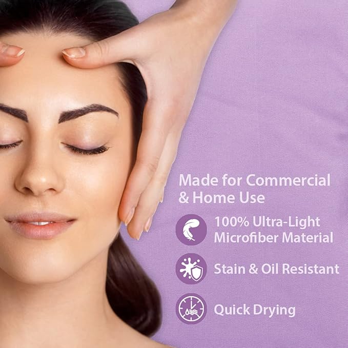 ForPro Professional Collection Premium Microfiber 3-Piece Massage Sheet Set, Lavender, Ultra-Light, Stain and Wrinkle-Resistant Includes Massage Flat and Fitted Sheet and Massage Face Rest Cover