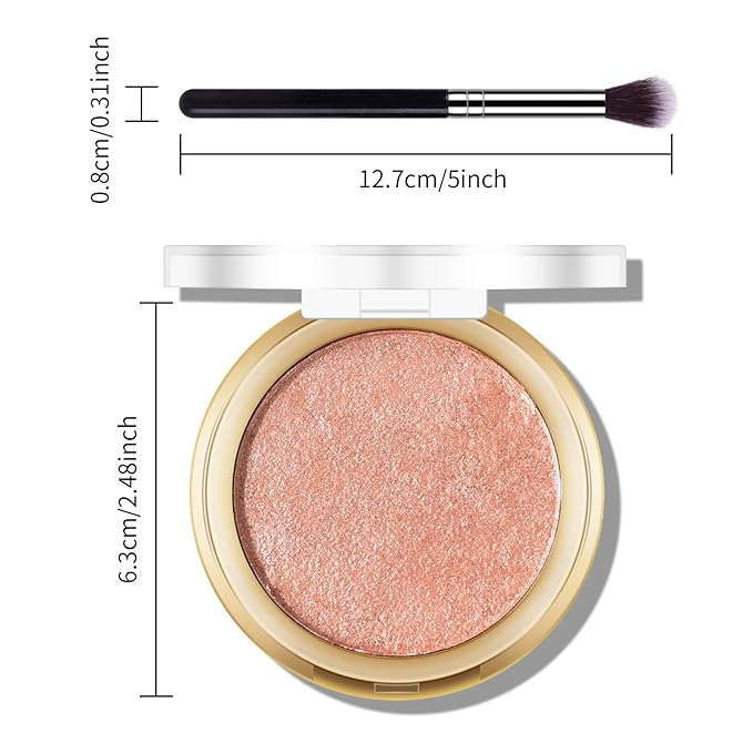 Baked Highlighter Powder Palette, Makeup Highlighter Powder Palette Gold Brown