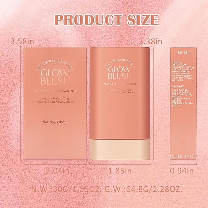 DAGEDA Cream Blush For Cheeks, 2-in-1 Face Blush Makeup (Coral)