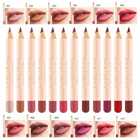 12 Colors Matte Lip Liner Pens Set Long-Lasting Long-Lasting