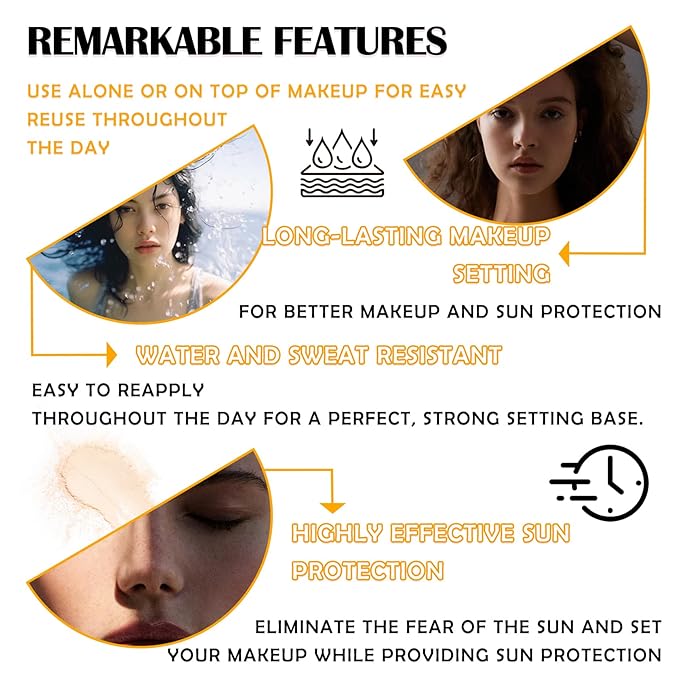 2PCS Mineral Sunscreen Setting Powder Makeup,Translucent Powder SPF Finish,Lightweight,Breathable,All Skin