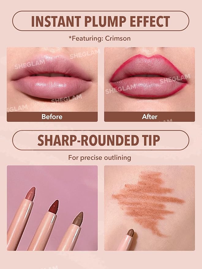 SHEGLAM Lip Liner Creamy Matte Pencil High Pigment Not Easy to Fade Silky Smooth Matte Contour Tint Lip Makeup-Momojo