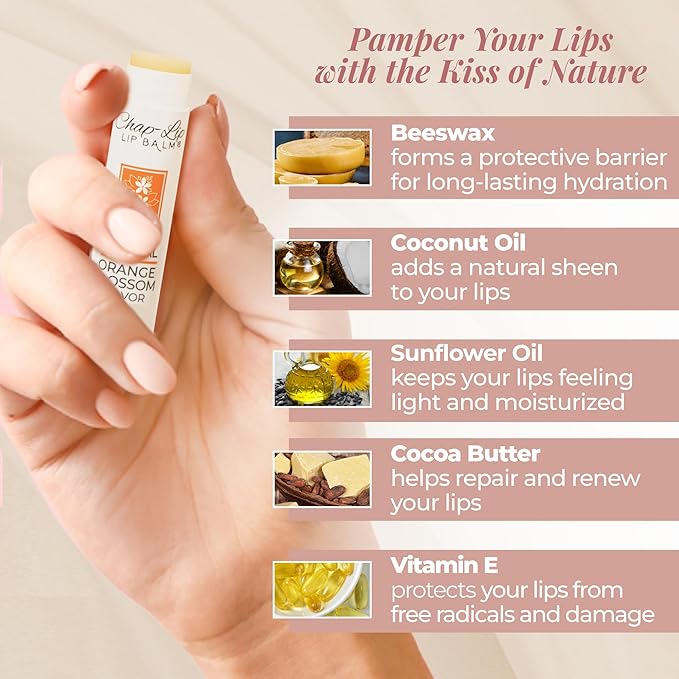 100% Natural Lip Balm Set, Hydrating Petroleum