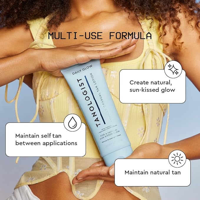 Tanologist Firming Daily Glow - Fair/Medium - Toning & Firming Gradual Tan Lotion - Natural, Sun Kissed Glow - Daily Tanning Lotion with Caffeine, Squalane & Grapeseed Oil - 8.45 fl oz
