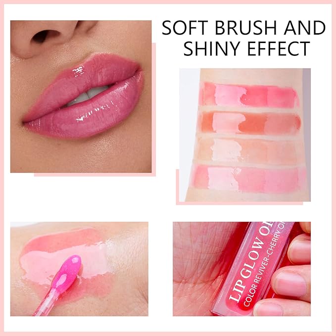 Hydrating Lip Glow Oil, Plumping Lip Gloss Transparent Lip Oil Tinted for Lip Care and Dry Lips, Non Sticky, Shiny and Moisturizing (02)