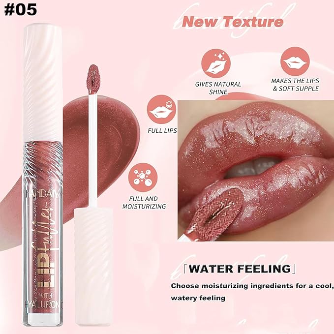 Rose Tan lip plumper gloss Tinted Glitter Lipgloss Lip Oil Teens Moisturizing Lipstick Lip Balm High Shine And Vegan Plumping Lip Gloss For Women Girls Long-Lasting Dry Lip Care Lip Gloss 05