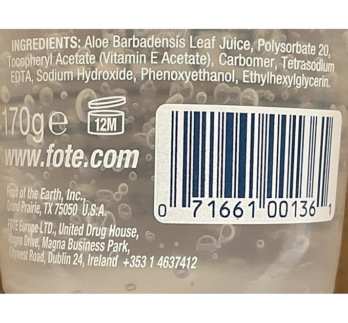 Fruit of the Earth Aloe Vera 100% Gel 6 oz (Pack of 6)