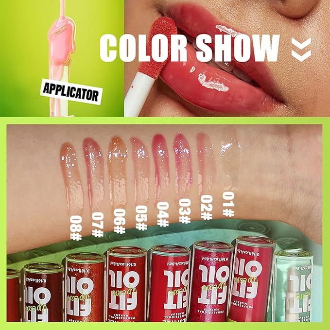 Hydrating Lip Oil, Big Brush Head Lip Glaze Shiny Transparent Lip Glow Oil, Nourishing & Non-sticky Long Lasting Fresh Clear Smooth Lip Care Plumping Lip Oil (# 02)