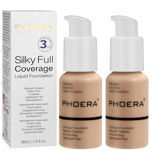 PHOERA Foundation, PHOERA Matte Liquid Foundation,PHOERA Makeup for Buff Beige*2) 30ml