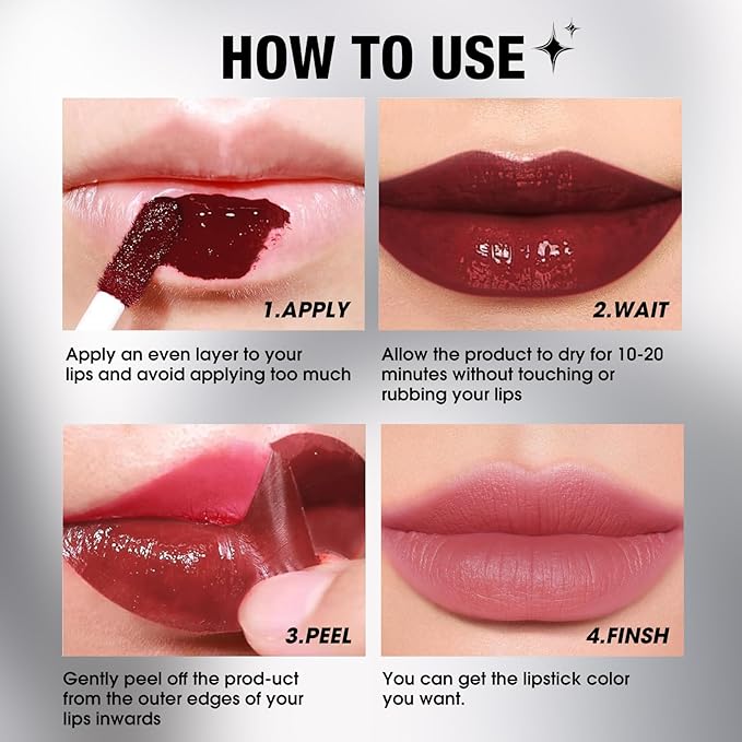 LANGMANNI Long-Lasting Peel Off Lip Liner Set, Waterproof & Smudge-Proof Matte Lip Liners Gift Makeup For Girls(#3)