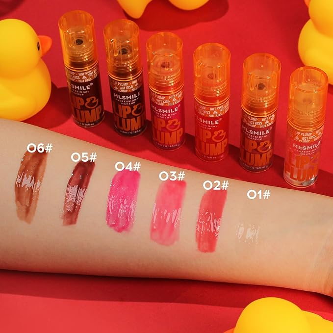 6 Colors Duck Lip Plumper Gloss,High Pigment Plumping Lip Gloss,Hydrating Lip Glow Oil, Lip Balm for women, Vegan Lip Makeup,Lip Stick Set for Women.Lip Care Oil Set.