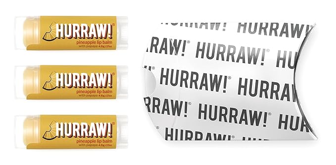 Hurraw! Pineapple Lip Balm, 3 Pack: