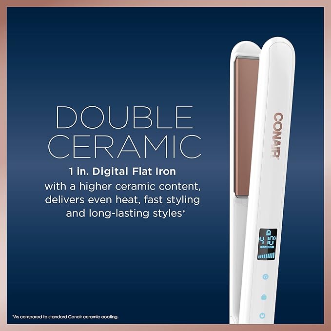 Conair Double Ceramic Flat Iron, 1-inch Digital Flat Iron