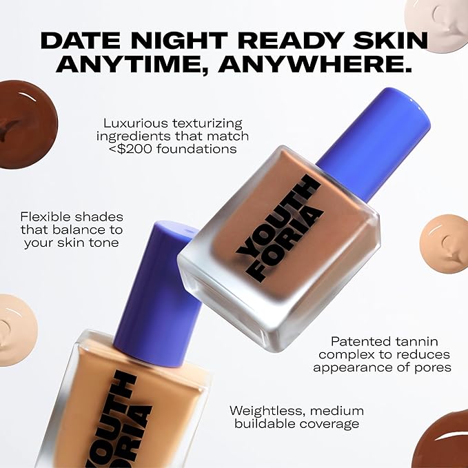 Youthforia Date Night Skin Tint Serum Foundation, Light-Medium Golden Undertones