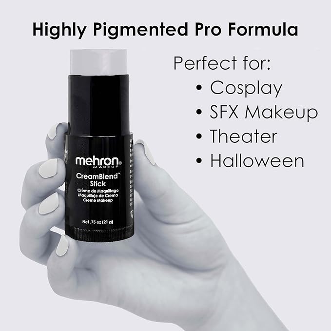 Mehron Makeup CreamBlend Stick | Face Paint, Body (Light Grey) 75 oz
