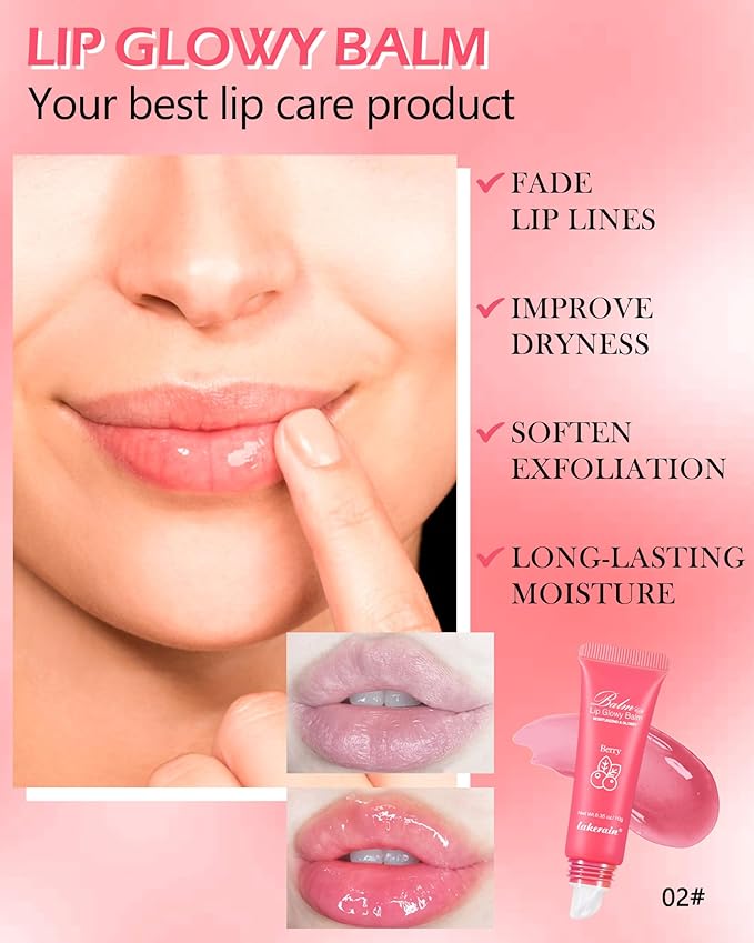Hydrating Lip Glowy Balm, Ultra-Nourishing Lip Balm-02#Berry
