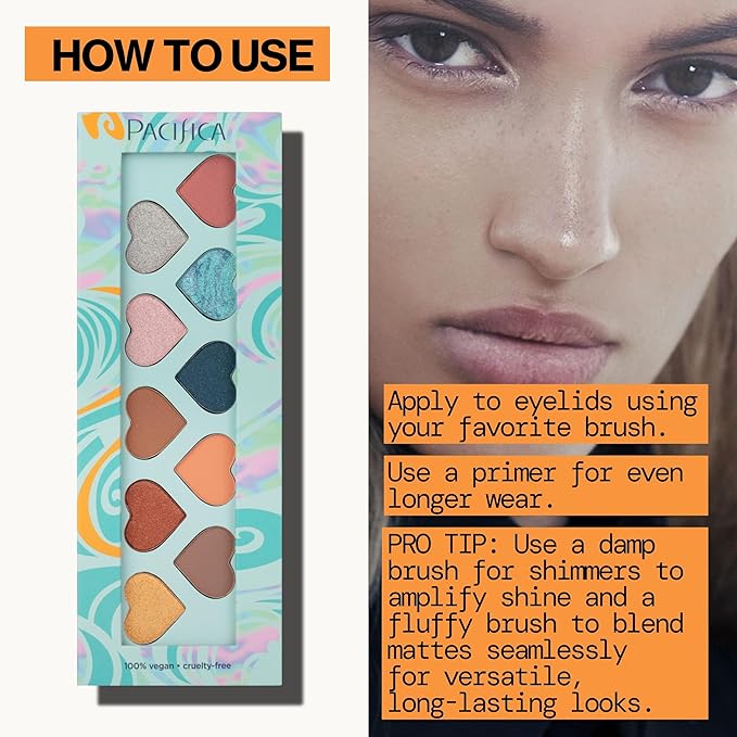 Pacifica Eyeshadow Palette – Malibu Mineral Eyeshadow, Blendable Neutral Shades with Velvet Matte, Shimmer & Metallic, Cocoa Butter Infused, Talc-Free, Vegan & Cruelty-Free, 0.24 oz (10 Shades)