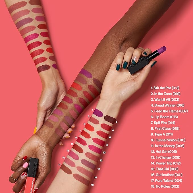 REVLON Lipstick, ColorStay Suede Ink, Built-in Primer, Infused with Vitamin E, Waterproof, Smudge-proof, Matte Color, 009 In Charge, 0.09 oz.