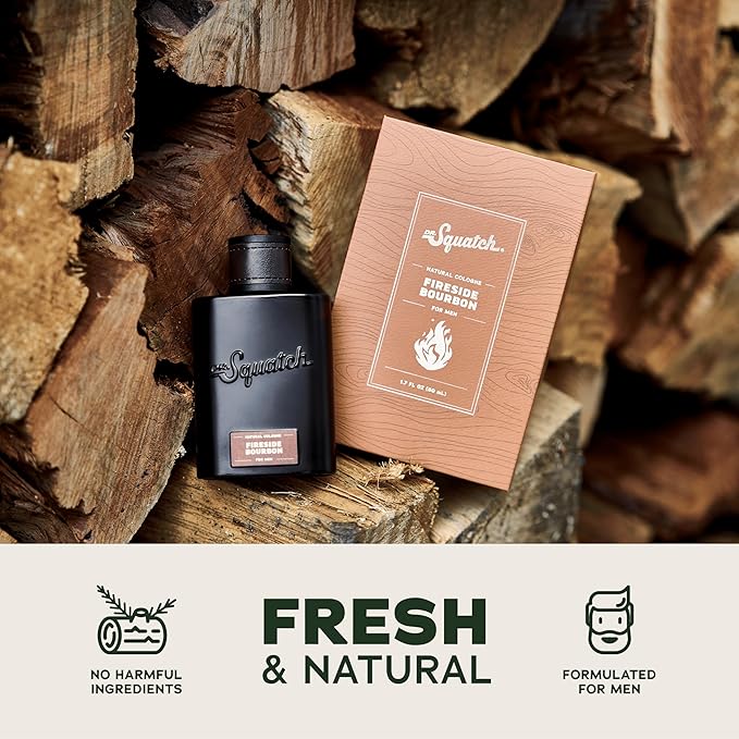 Dr. Squatch Natural Cologne for Men - Scent-Lock Technology and Sustainably-Sourced Ingredients - Fireside Bourbon Cologne (1.7 fl oz)