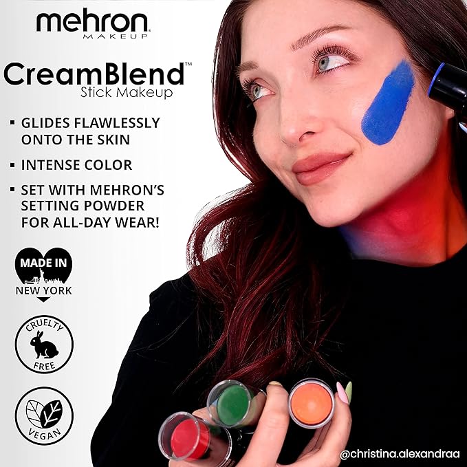 Mehron Makeup CreamBlend Stick | Face Paint, Body g) (Black) 75 oz