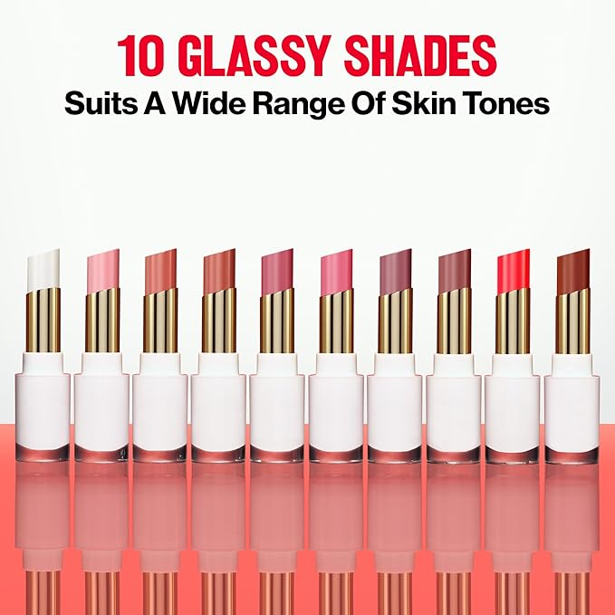 REVLON Super Lustrous Glass Shine Balm, Hydrating Tinted Lipstick, Sheer, Glossy Shiny Finish, 005 Glossed Up Rose, 0.11 oz