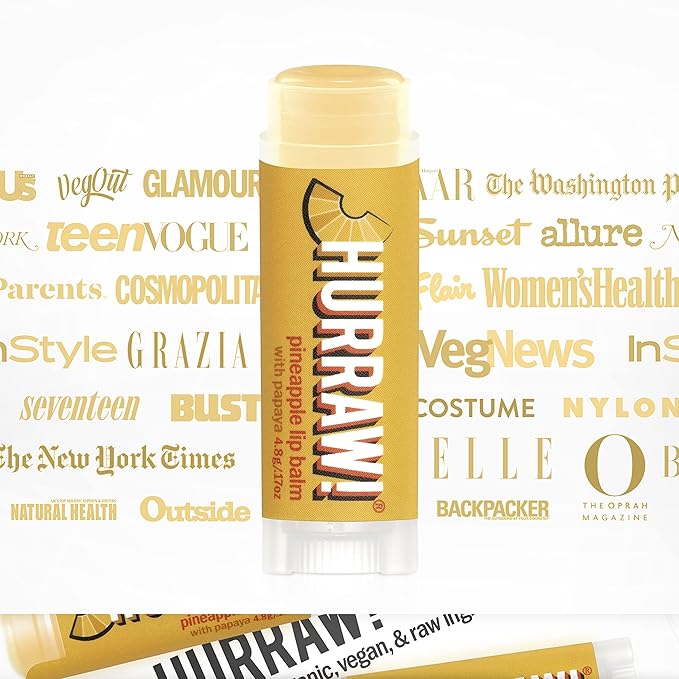 Hurraw! Pineapple Lip Balm, 3 Pack: