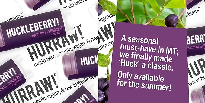 Hurraw! Huckleberry Lip Balm: Organic, Certified Palm
