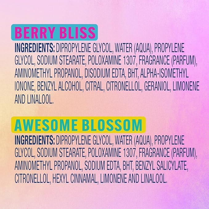 Suave Aluminum-Free Deodorant, Kids & Teen Girls – Fresh Vibes Berry Bliss & Awesome Blossom, 48H Protection, 1.2 Oz Ea