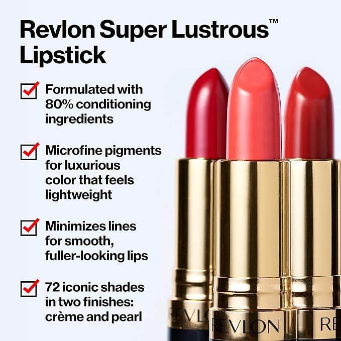 REVLON Lipstick, Super Lustrous Lipstick, Creamy Formula For Soft, Fuller-Looking Lips, Moisturized Feel in Berries, Berry Crush (771) 0.15 oz (Pack of 2)