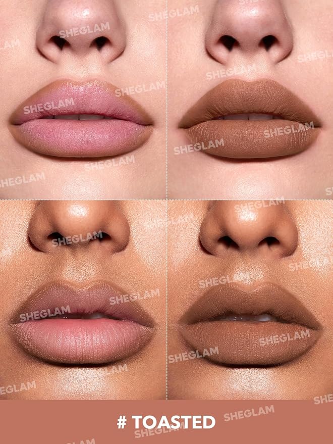 SHEGLAM Lip Liner Creamy Matte Pencil High Pigment Not Easy to Fade Silky Smooth Matte Contour Tint Lip Makeup-Toasted
