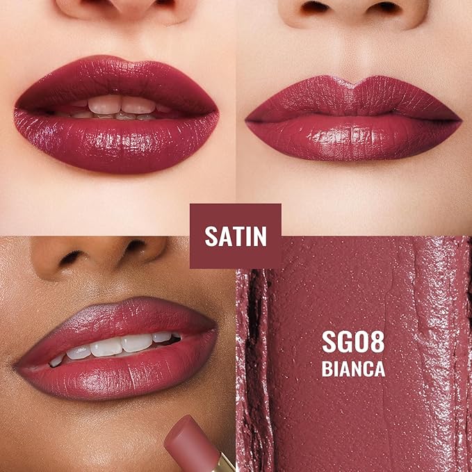 Oulac Satin Lipsticks for Women Set - Matte Lipstick, Full Coverage Lip Color, Satin Matte Finish, Cream Texture, Hydrating, Infused with Hyaluronic Acid, 4g*2 SG04+SG08