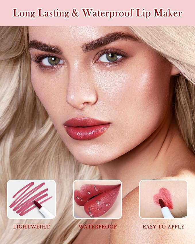 Lip Stain Marker Pen, Ruby Red Lip Liner Longlasting