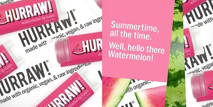 Hurraw! Watermelon Lip Balm: Organic, Certified Palm