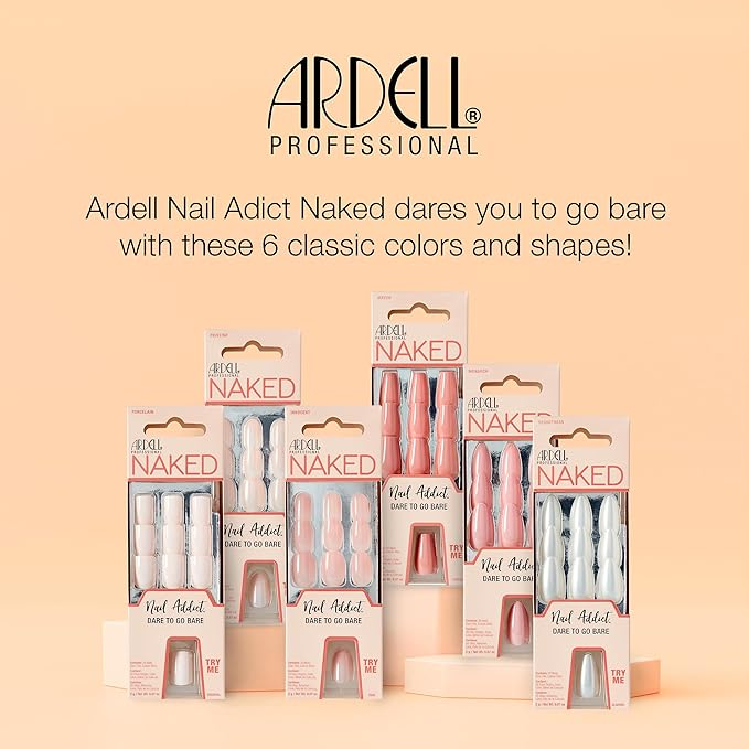 Ardell Nail Addict Naked Porcelain, Press On Nails Short Square Oval Shape, Nail Kit, 1-Pack