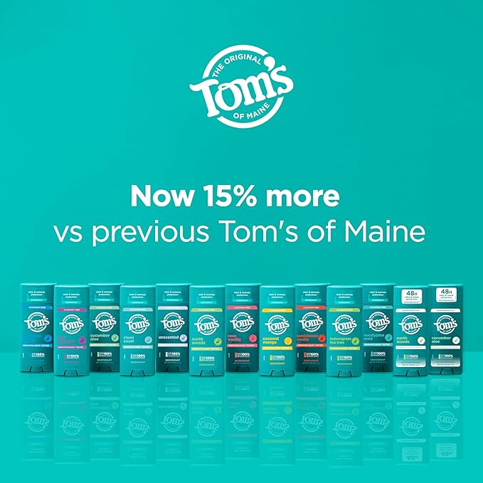 Tom's of Maine Eucalyptus Mint Aluminum Free Natural Deodorant For Women & Men | Goes on Clear | Odor & Wetness Protection | Naturally Derived and Moisture-Locking Ingredients | 3.25 oz (2 Pack)