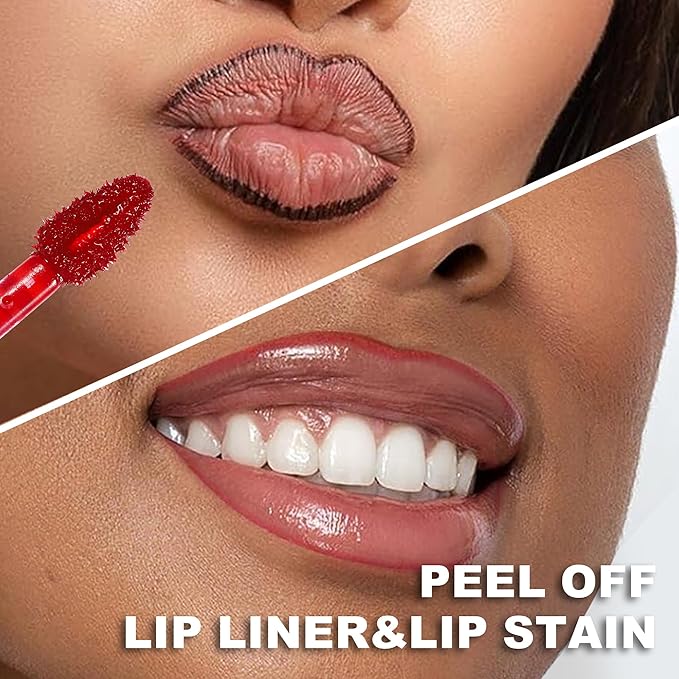 Peel Off Lip Tint, Wipe-On Colour Liquid Lipsticks, Tattoo Lip Glaze, Matte High Pigment Long Wear Waterproof Lip Contour Stain Non Smudge Transfer Proof Tear-off Lip Gross (#06, 0.12 floz)