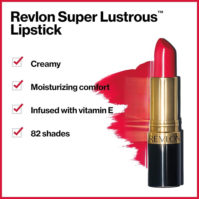 REVLON Super Lustrous Lipstick, High Impact Lipcolor with Moisturizing Creamy Formula, Infused with Vitamin E and Avocado Oil in Red/Coral, Extra Spicy (761) (Pack of 4)