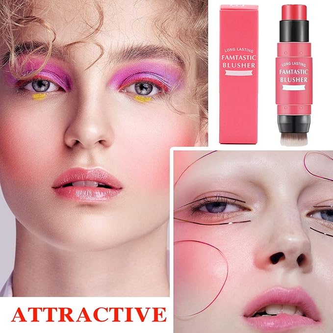 Cream Blush Stick (02) with Brush, Waterproof, Long Skin Tones 40g