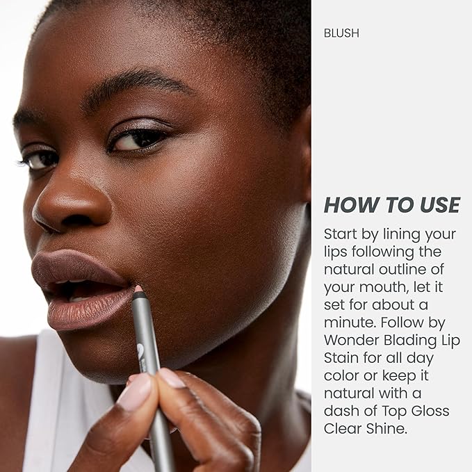 Wonderskin Lip Liner Pencil - 360 Contour Lipliner, Long Lasting, Sharpenable, Waterproof and Transfer-Proof Nude Lip Liner Pencil (Blush)