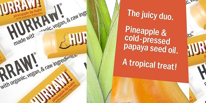 Hurraw! Pineapple Lip Balm, 3 Pack: