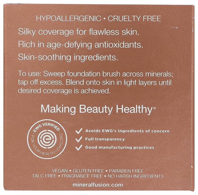 Mineral Fusion Pressed Powder Foundation, Deep 6 - Hypoallergenic, Cruelty-Free, 0.32 Oz