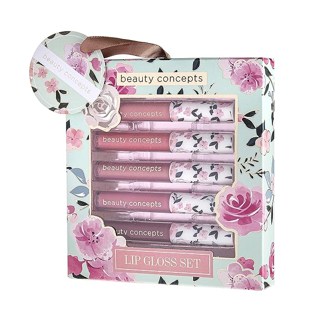 Beauty Concepts Lip Gloss Collection – Shimmering, Glossy Lip Makeup Set for a Radiant Finish, Floral Collection