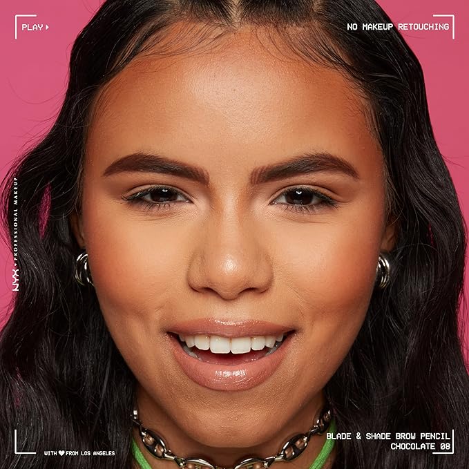 NYX PROFESSIONAL MAKEUP Blade & Shade Brow Pencil, Nano Mechanical Eyebrow Pencil, Up to 16HR Make Up Wear - Chocolate