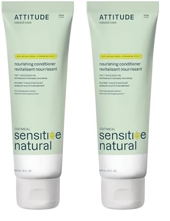 ATTITUDE Hair Conditioner, Plant- and Mineral-Based Ingredients, Vegan and Cruelty-free Beauty Products for Sensitive Skin, Nourishing, Avocado Oil, 8 Fl Oz (Pack of 2)