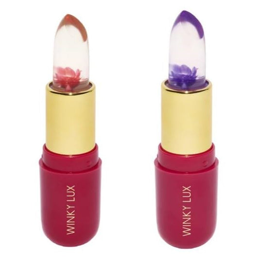 Winky Lux Flower Balm, pH Color Changing Lipstick and Tinted Lip Stain, Vegan & Cruelty Free, Hydrate & Plump, Sheer Pink, Pink & Purple Flower