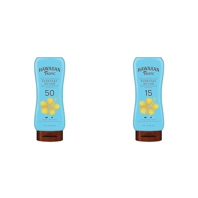 Hawaiian Tropic Everyday Active Sunscreen Lotions SPF 50 and SPF 15, Both 8oz