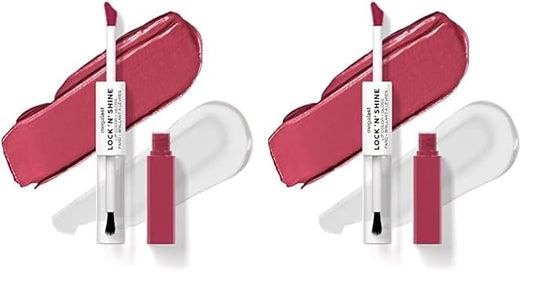 wet n wild Megalast Lock 'N' Shine Lip Color + Gloss Lipstick La Pink (Pack of 2)