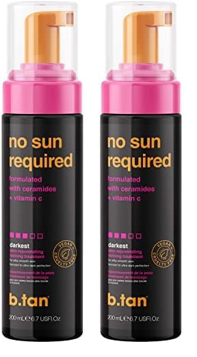 b.tan Dark Self Tanner Mousse | No Sun Required - Fast, 1 Hour Express, Darkest, Rejuvenating Sunless Tanning Treatment With Ceramides + Vitamin C, No Fake Tan Smell, Cruelty Free, 6.7 Fl Oz