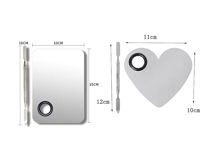 2 Pack Makeup Palette,Stainless Steel Cosmetic Mixing Palette